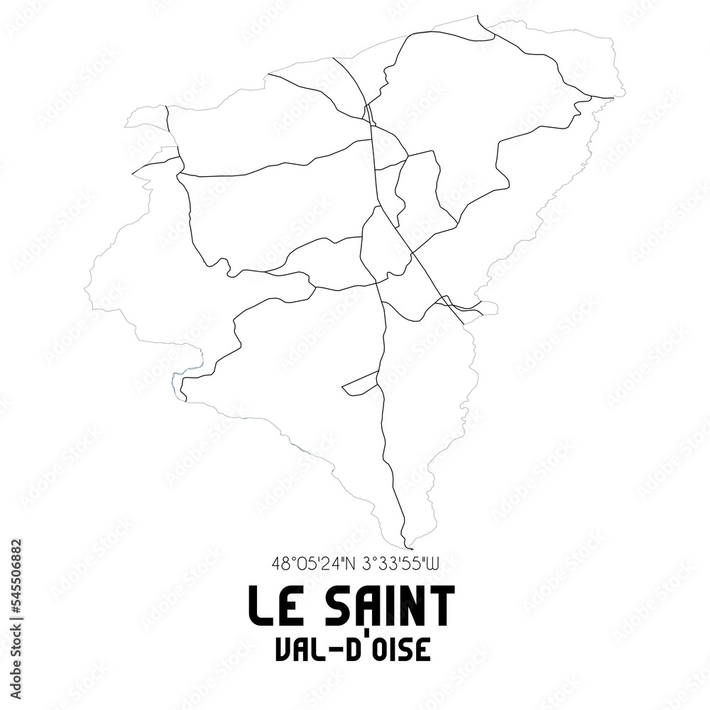 LE SAINT Val-d'Oise. Minimalistic street map with black and white lines.