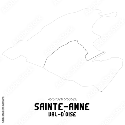 SAINTE-ANNE Val-d'Oise. Minimalistic street map with black and white lines.