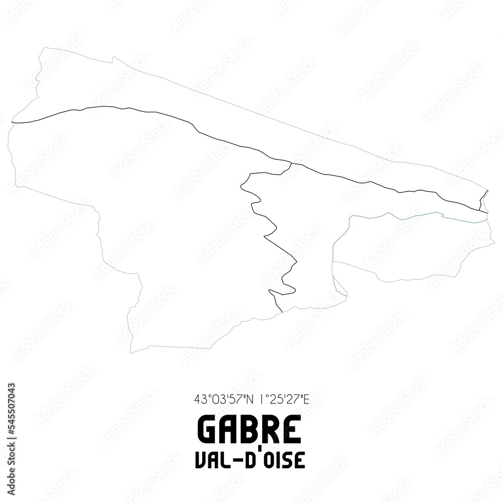 GABRE Val-d'Oise. Minimalistic street map with black and white lines.