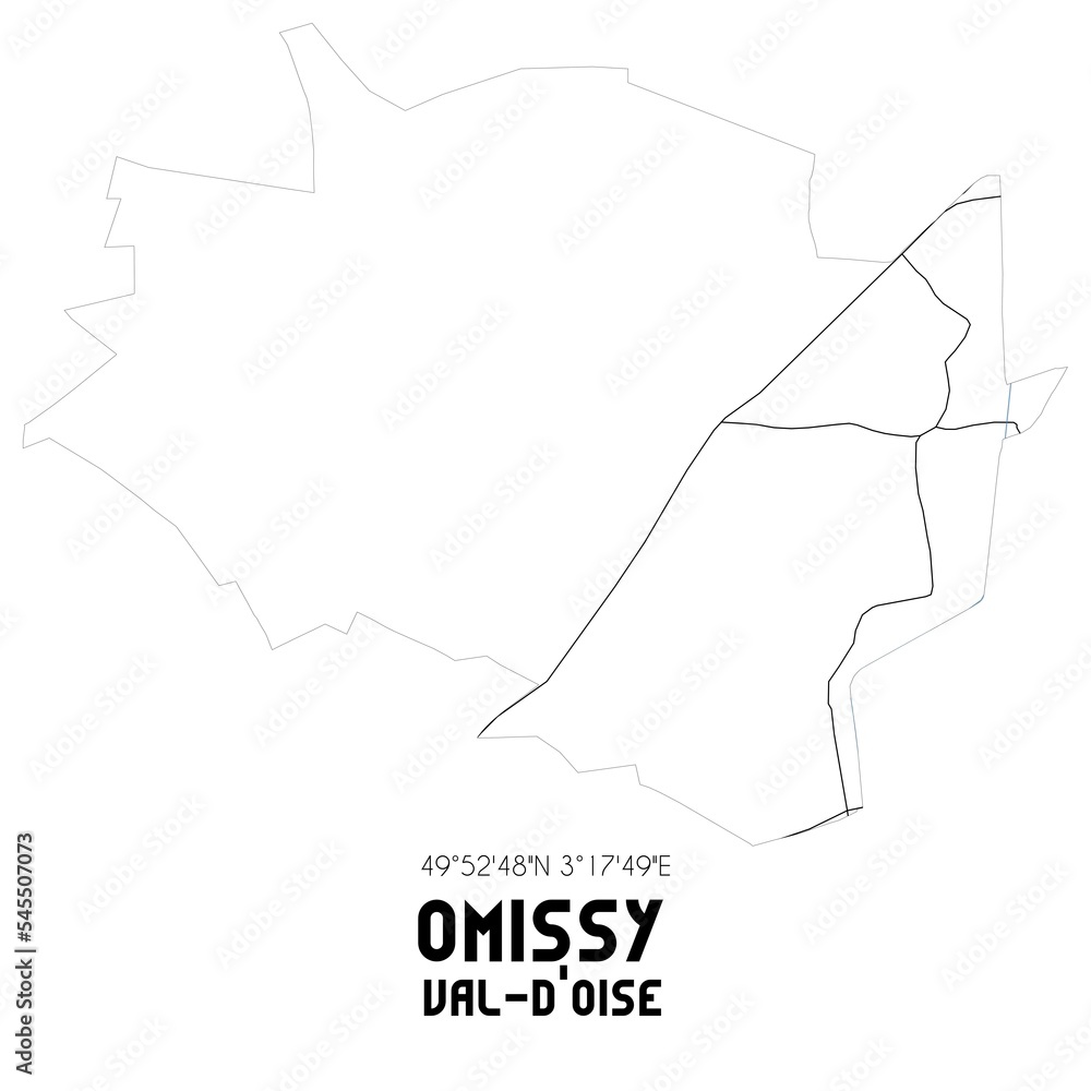 OMISSY Val-d'Oise. Minimalistic street map with black and white lines. OMISSY Val-d'Oise. Minimalistic street map with black and white lines.