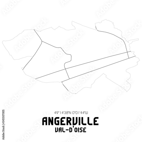 ANGERVILLE Val-d'Oise. Minimalistic street map with black and white lines.