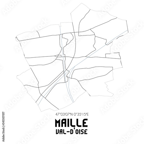 MAILLE Val-d'Oise. Minimalistic street map with black and white lines.