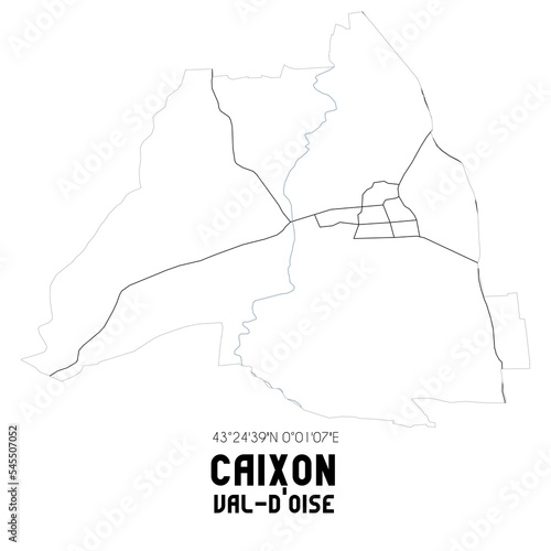 CAIXON Val-d Oise. Minimalistic street map with black and white lines.