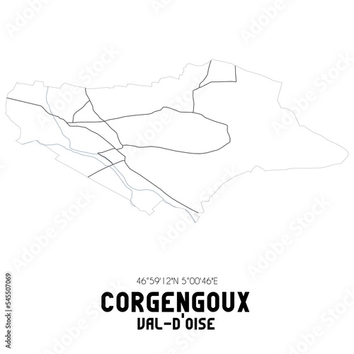 CORGENGOUX Val-d'Oise. Minimalistic street map with black and white lines.