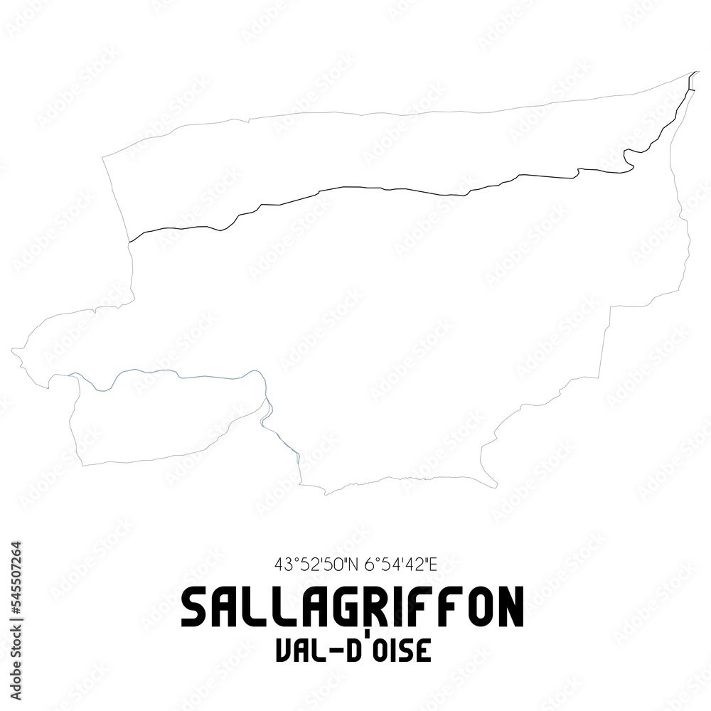 SALLAGRIFFON Val-d'Oise. Minimalistic street map with black and white lines.