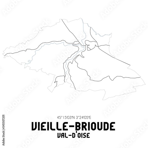 VIEILLE-BRIOUDE Val-d Oise. Minimalistic street map with black and white lines.
