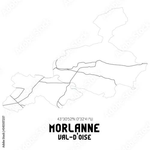 MORLANNE Val-d'Oise. Minimalistic street map with black and white lines.