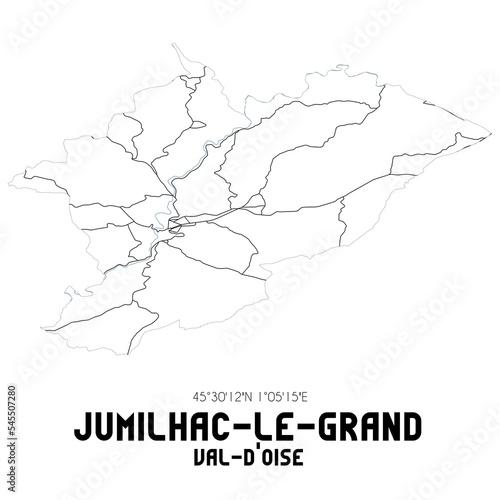 JUMILHAC-LE-GRAND Val-d'Oise. Minimalistic street map with black and white lines.