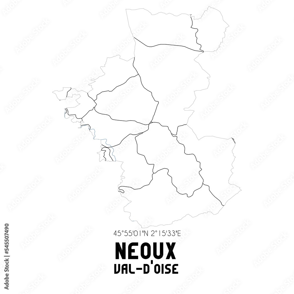 NEOUX Val-d'Oise. Minimalistic street map with black and white lines.