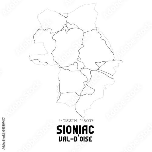 SIONIAC Val-d'Oise. Minimalistic street map with black and white lines.