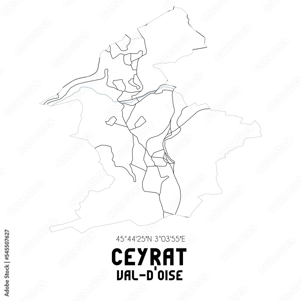CEYRAT Val-d'Oise. Minimalistic street map with black and white lines.