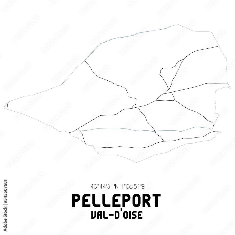 PELLEPORT Val-d'Oise. Minimalistic street map with black and white lines. PELLEPORT Val-d'Oise. Minimalistic street map with black and white lines.