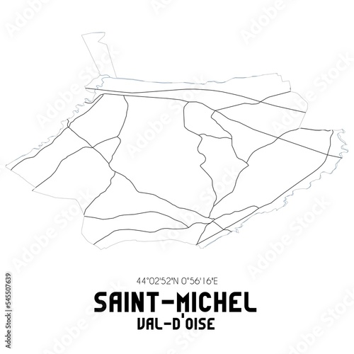 SAINT-MICHEL Val-d'Oise. Minimalistic street map with black and white lines.