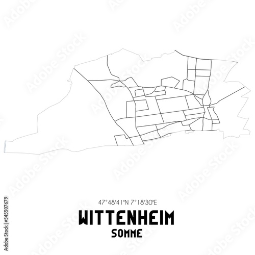 WITTENHEIM Somme. Minimalistic street map with black and white lines.