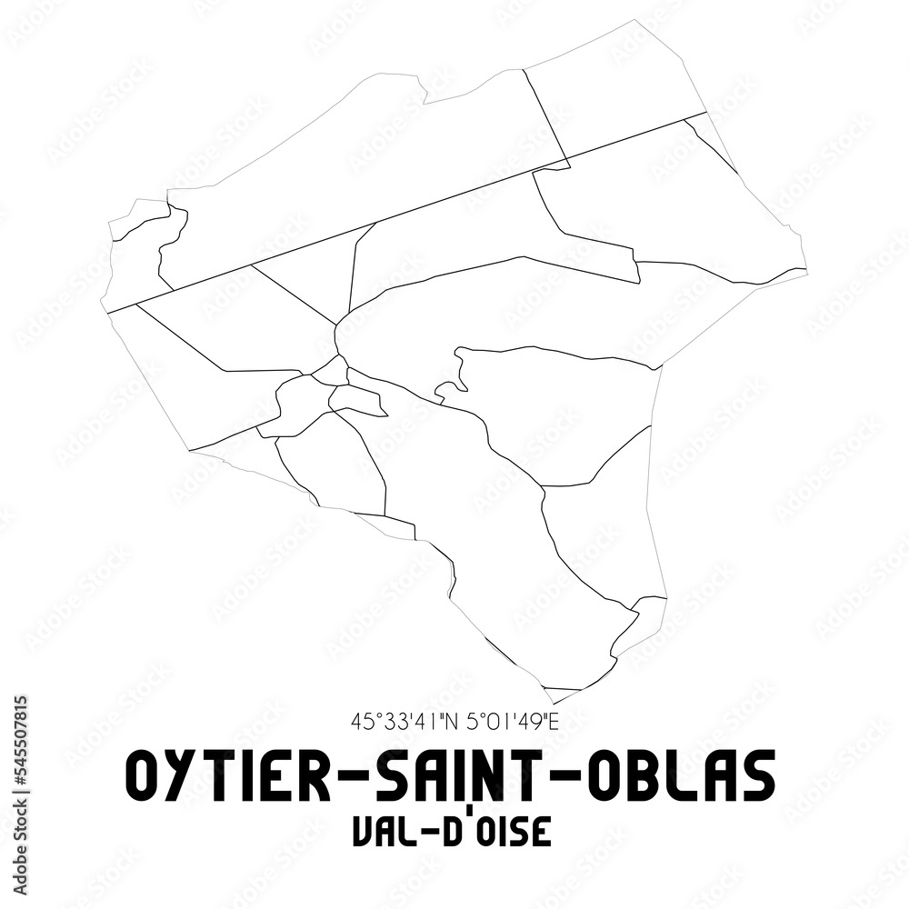 OYTIER-SAINT-OBLAS Val-d'Oise. Minimalistic street map with black and white lines. OYTIER-SAINT-OBLAS Val-d'Oise. Minimalistic street map with black and white lines.