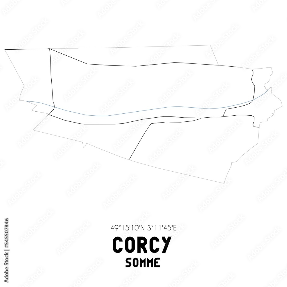 CORCY Somme. Minimalistic street map with black and white lines. CORCY Somme. Minimalistic street map with black and white lines.