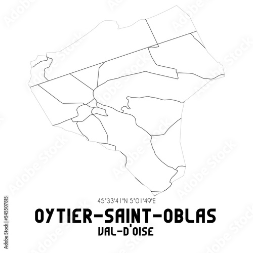 OYTIER-SAINT-OBLAS Val-d'Oise. Minimalistic street map with black and white lines.
