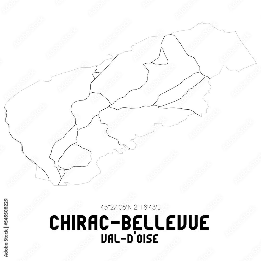 CHIRAC-BELLEVUE Val-d'Oise. Minimalistic street map with black and white lines.