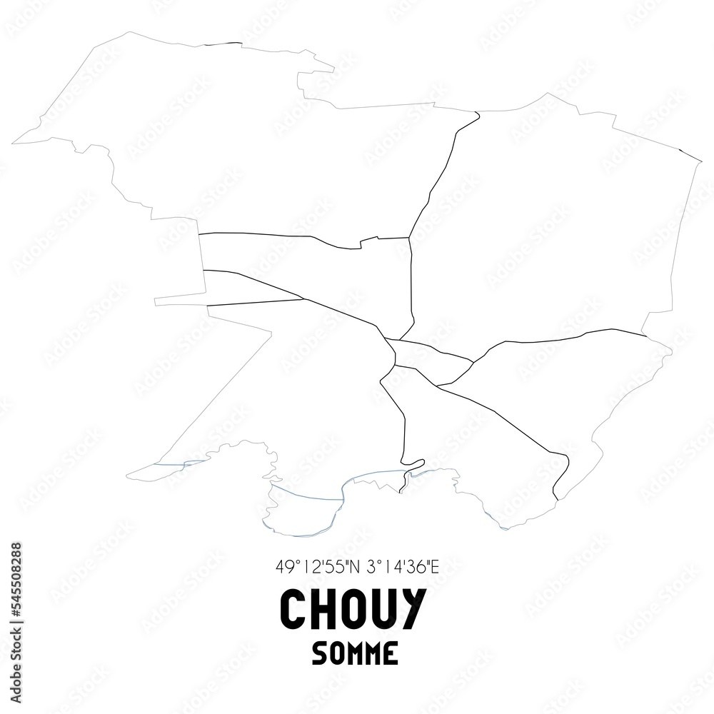 CHOUY Somme. Minimalistic street map with black and white lines.