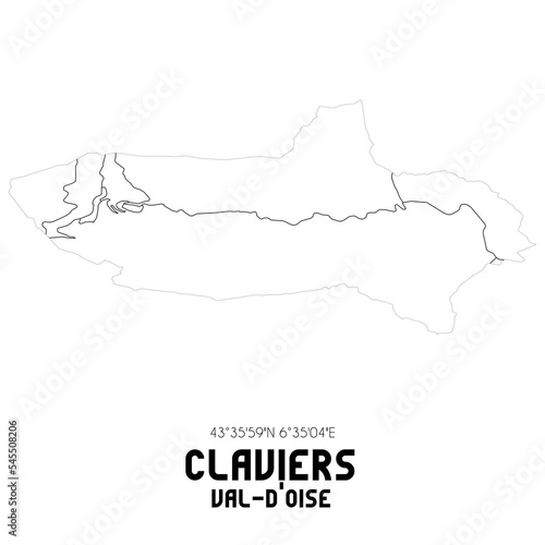 CLAVIERS Val-d'Oise. Minimalistic street map with black and white lines. photo