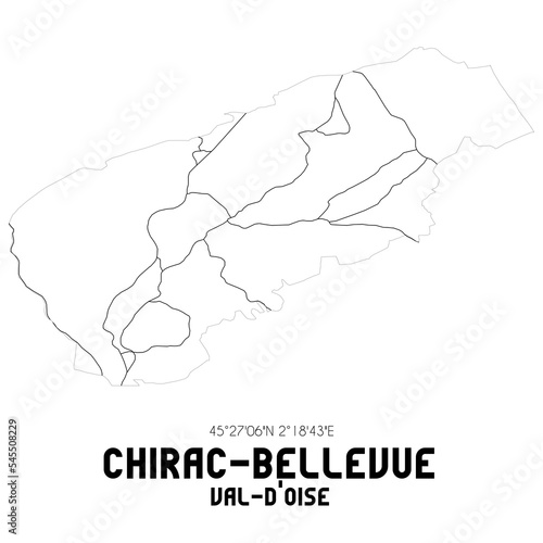 CHIRAC-BELLEVUE Val-d'Oise. Minimalistic street map with black and white lines.