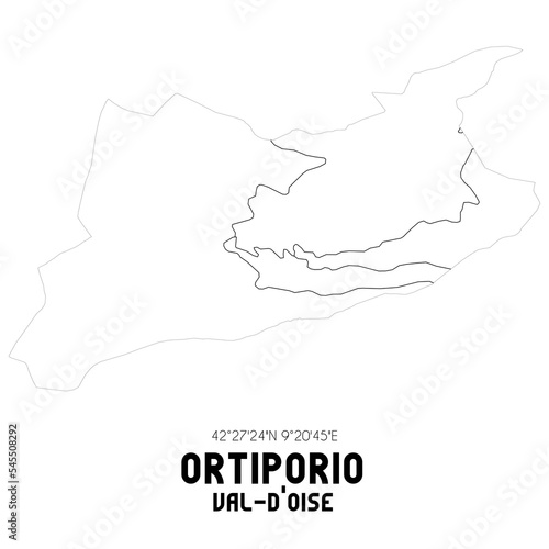 ORTIPORIO Val-d Oise. Minimalistic street map with black and white lines.