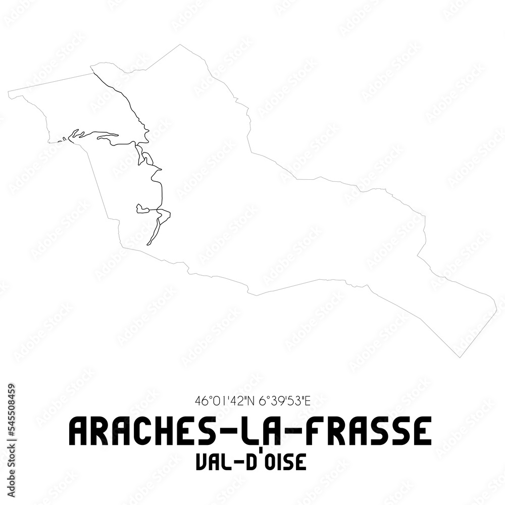 ARACHES-LA-FRASSE Val-d'Oise. Minimalistic street map with black and white lines.