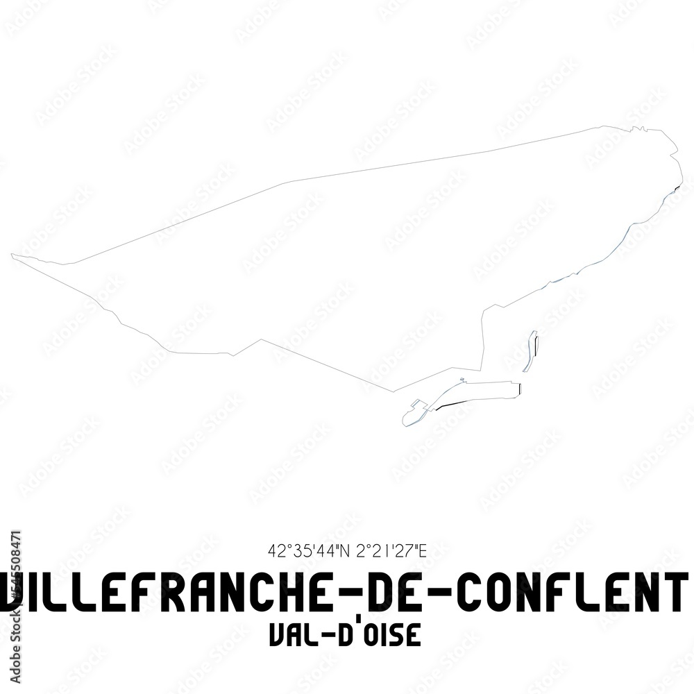 VILLEFRANCHE-DE-CONFLENT Val-d'Oise. Minimalistic street map with black and white lines.