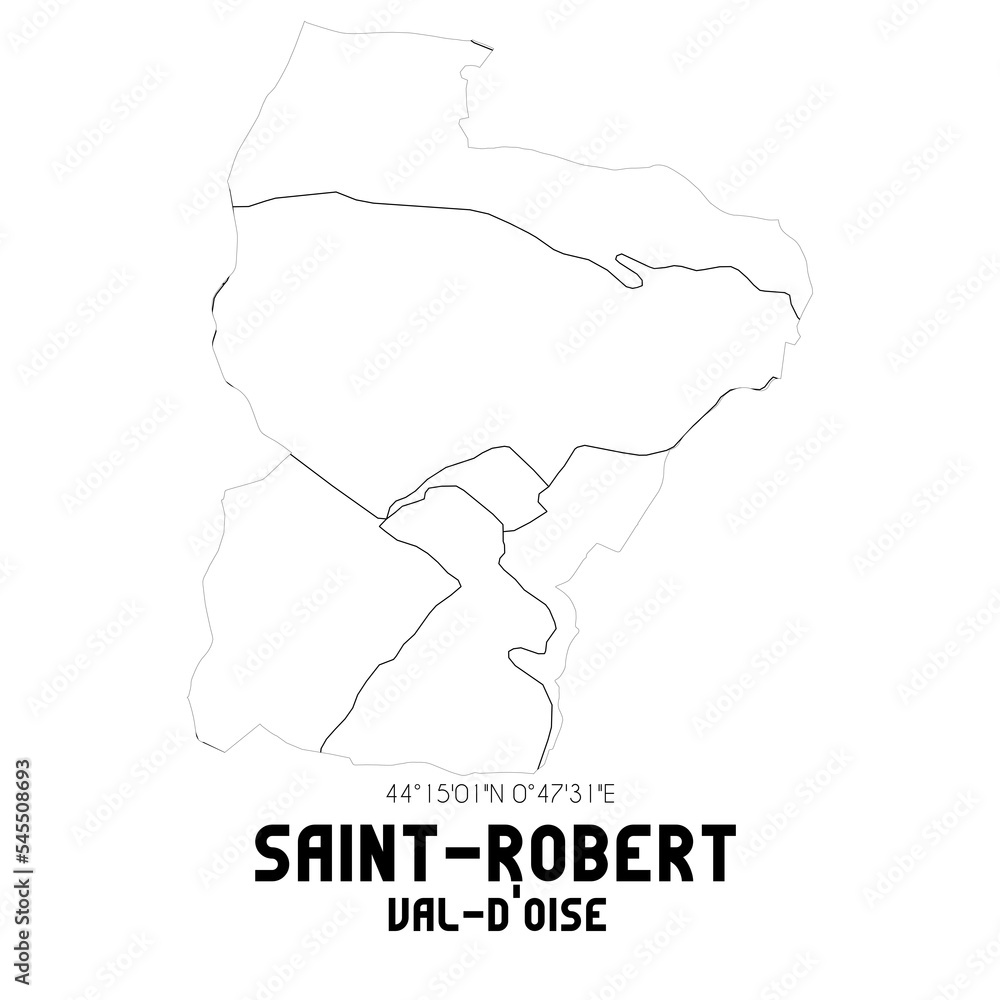 SAINT-ROBERT Val-d'Oise. Minimalistic street map with black and white lines.