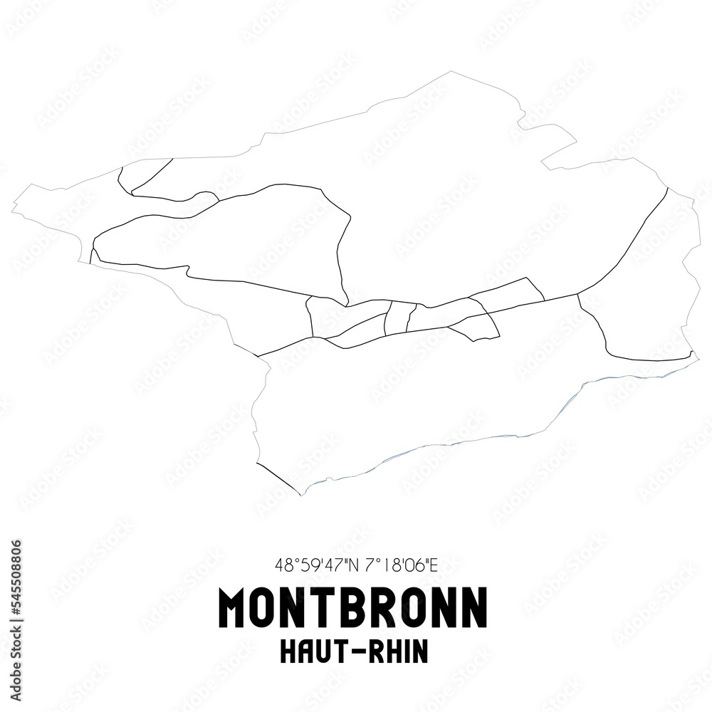 MONTBRONN Haut-Rhin. Minimalistic street map with black and white lines.