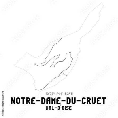 NOTRE-DAME-DU-CRUET Val-d'Oise. Minimalistic street map with black and white lines.