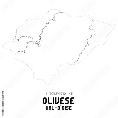 OLIVESE Val-d'Oise. Minimalistic street map with black and white lines.