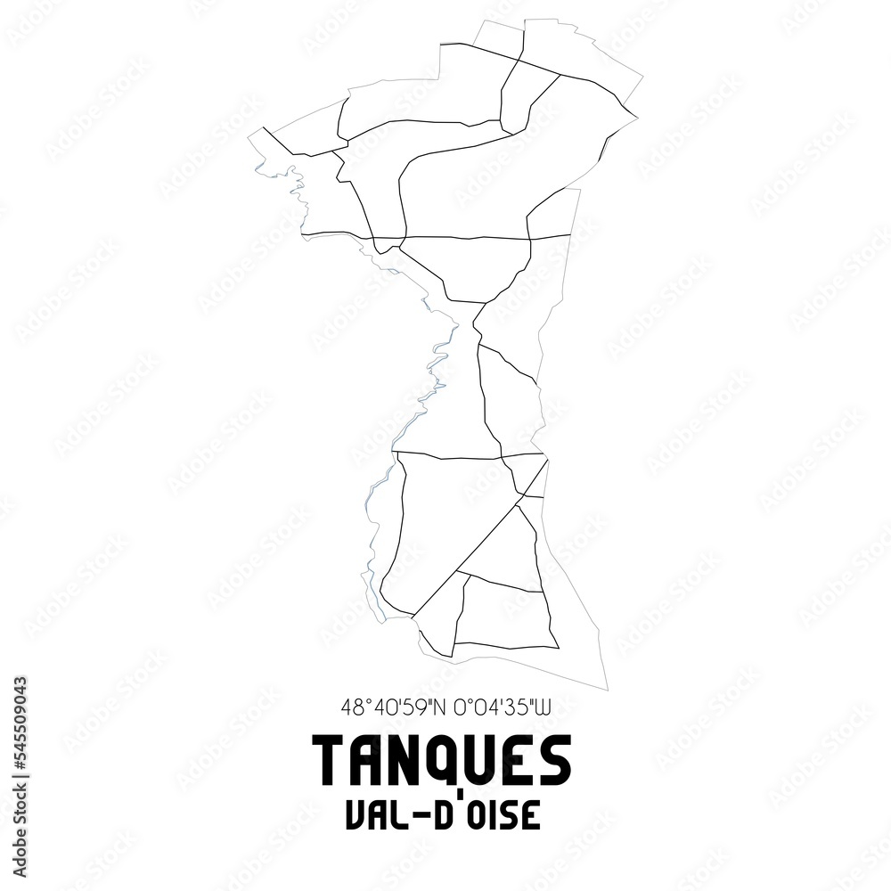 TANQUES Val-d'Oise. Minimalistic street map with black and white lines.
