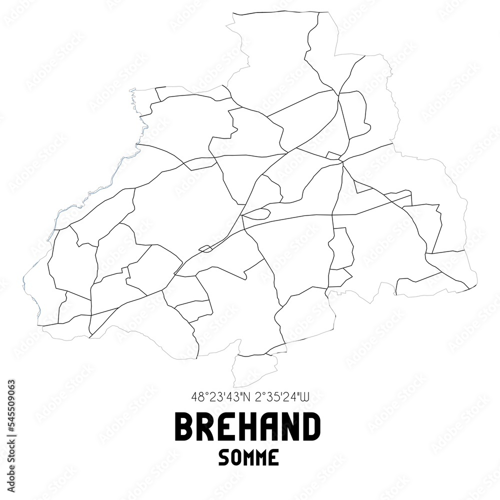 BREHAND Somme. Minimalistic street map with black and white lines.
