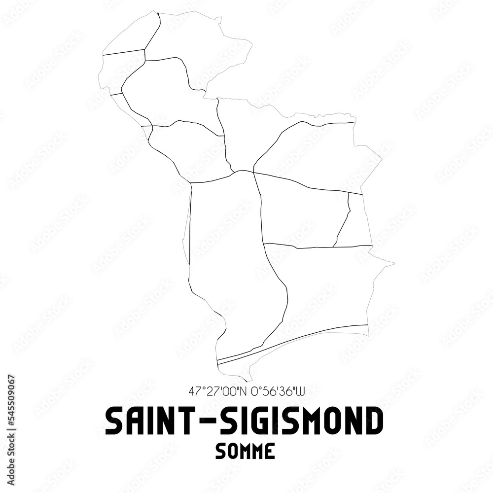 SAINT-SIGISMOND Somme. Minimalistic street map with black and white lines. SAINT-SIGISMOND Somme. Minimalistic street map with black and white lines.