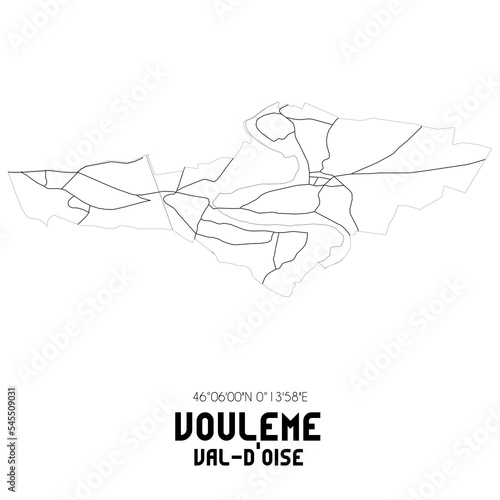 VOULEME Val-d'Oise. Minimalistic street map with black and white lines.