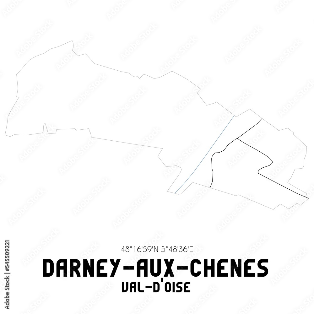 DARNEY-AUX-CHENES Val-d'Oise. Minimalistic street map with black and white lines. DARNEY-AUX-CHENES Val-d'Oise. Minimalistic street map with black and white lines.