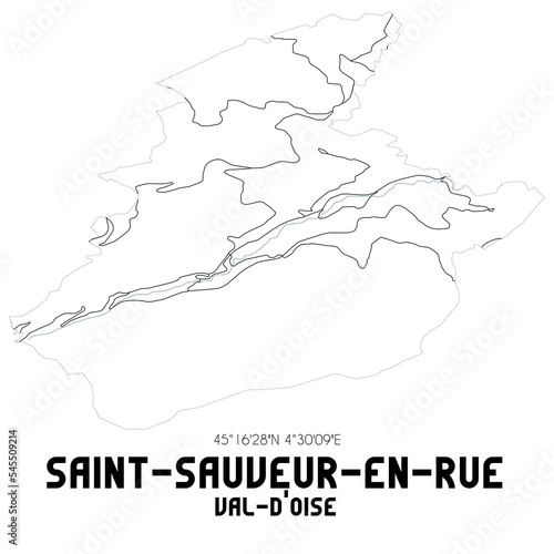 SAINT-SAUVEUR-EN-RUE Val-d Oise. Minimalistic street map with black and white lines.