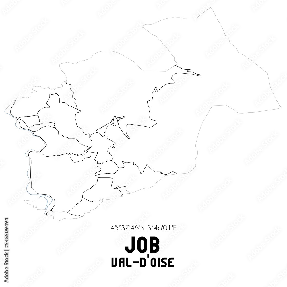 JOB Val-d'Oise. Minimalistic street map with black and white lines.
