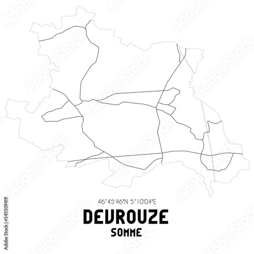 DEVROUZE Somme. Minimalistic street map with black and white lines.