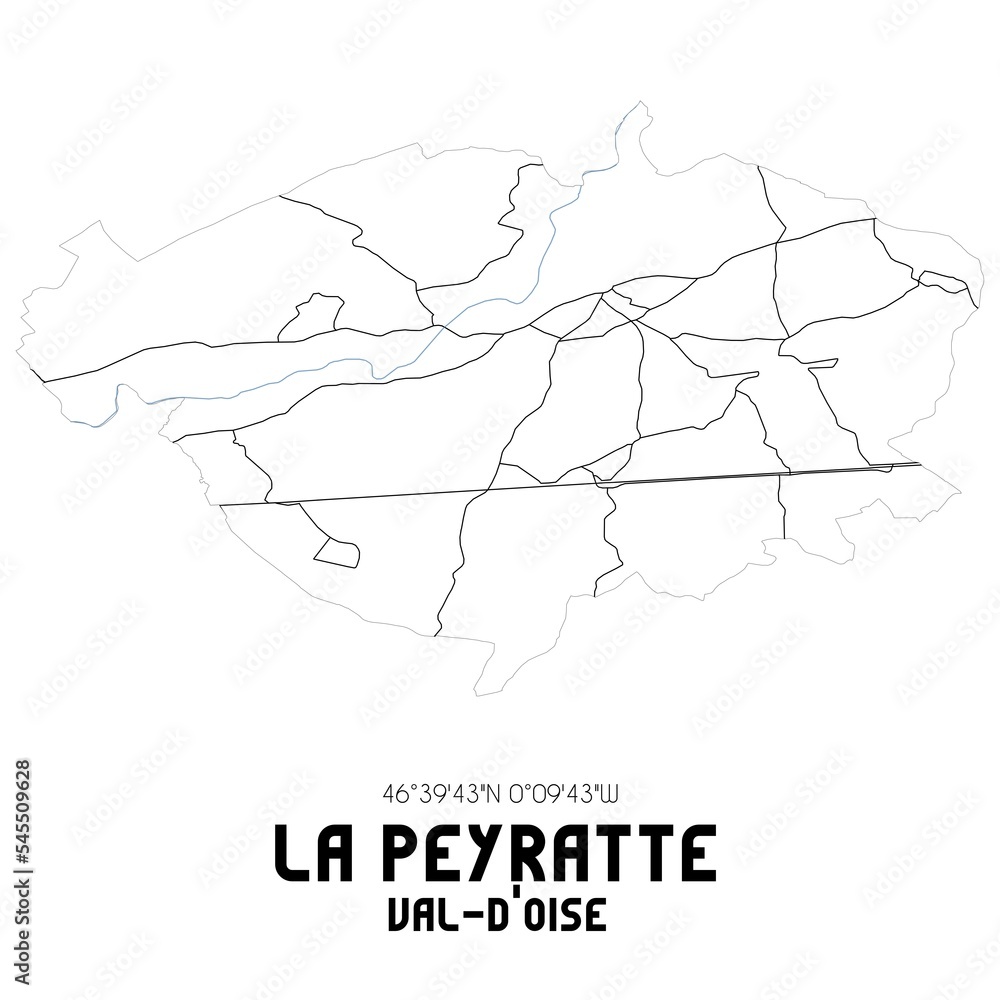LA PEYRATTE Val-d'Oise. Minimalistic street map with black and white lines. LA PEYRATTE Val-d'Oise. Minimalistic street map with black and white lines.