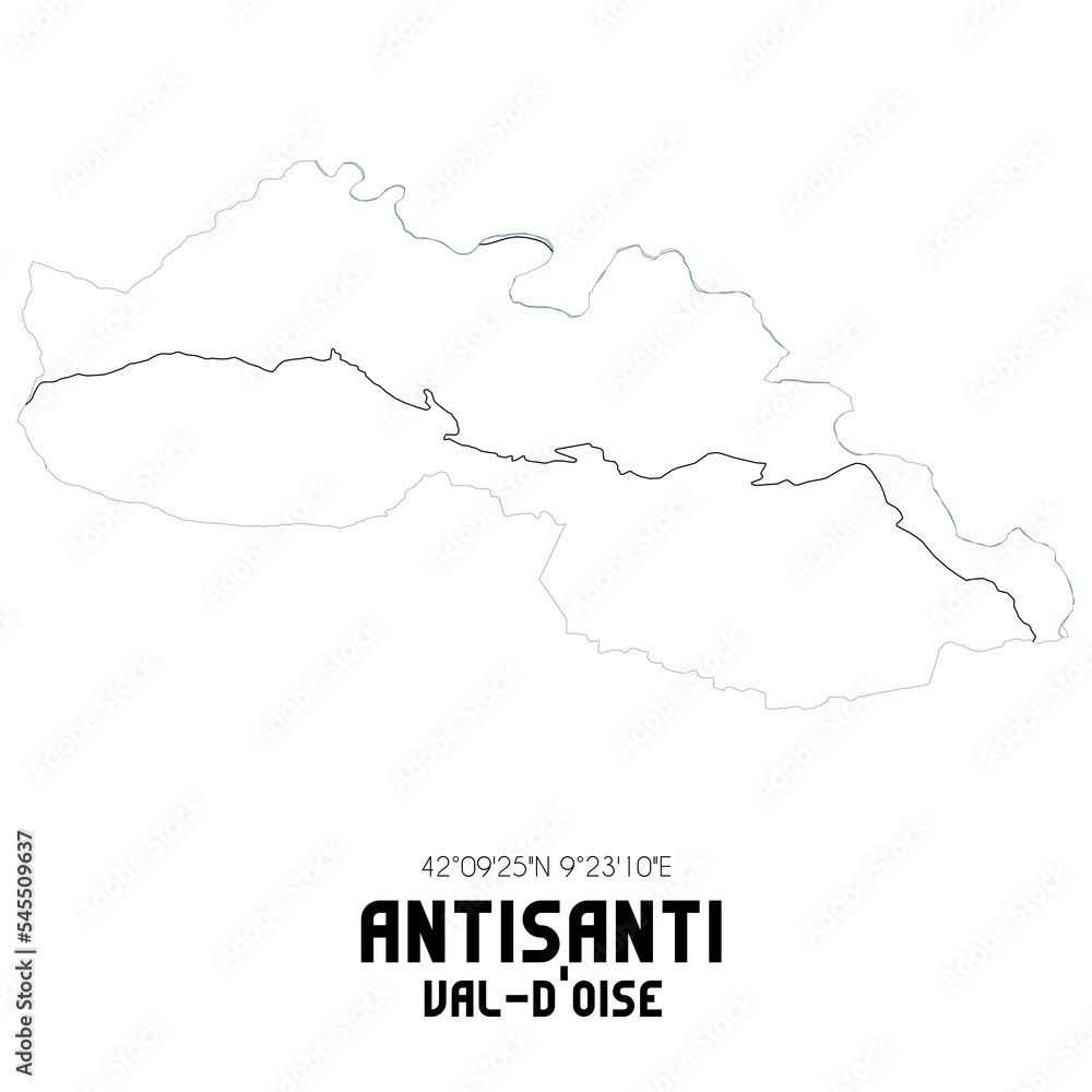 ANTISANTI Val-d'Oise. Minimalistic street map with black and white lines.