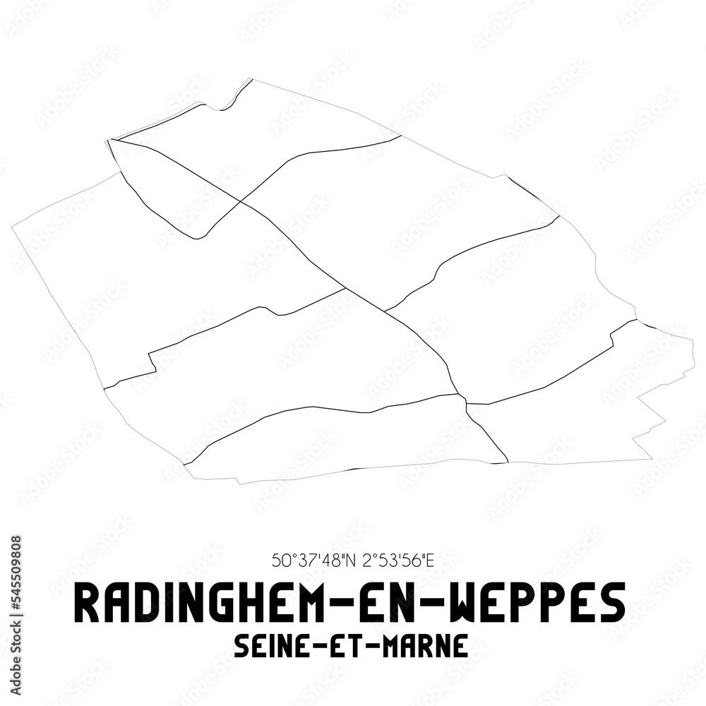 RADINGHEM-EN-WEPPES Seine-et-Marne. Minimalistic street map with black and white lines. RADINGHEM-EN-WEPPES Seine-et-Marne. Minimalistic street map with black and white lines.