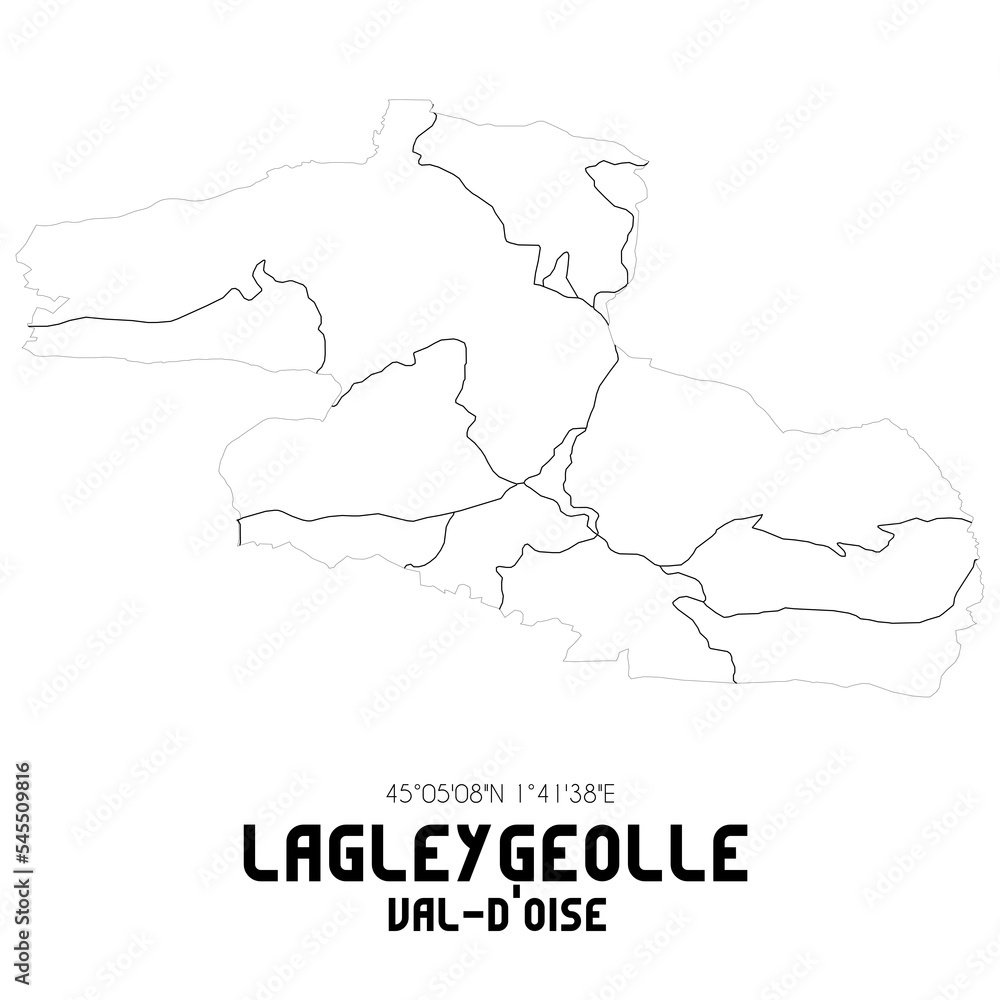 LAGLEYGEOLLE Val-d'Oise. Minimalistic street map with black and white lines.