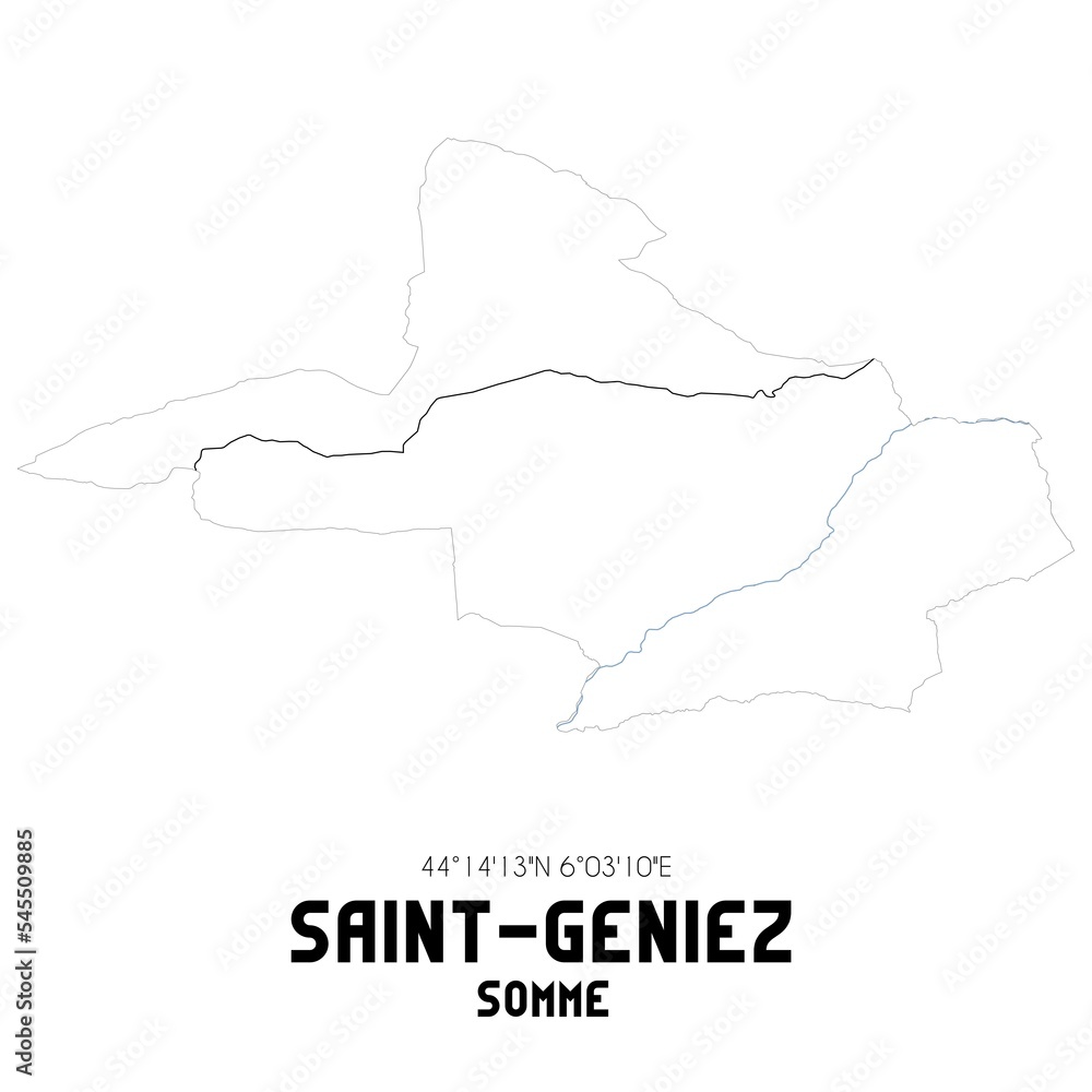 SAINT-GENIEZ Somme. Minimalistic street map with black and white lines.