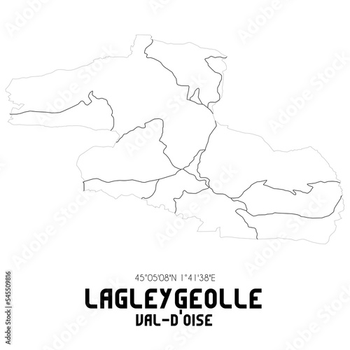 LAGLEYGEOLLE Val-d'Oise. Minimalistic street map with black and white lines.