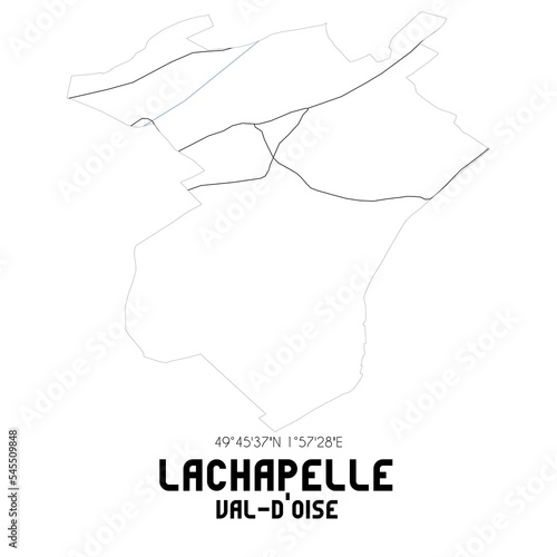 LACHAPELLE Val-d Oise. Minimalistic street map with black and white lines.