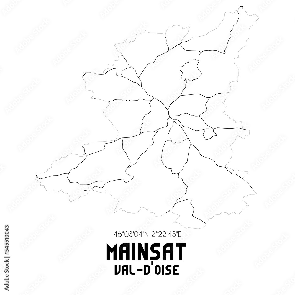 MAINSAT Val-d'Oise. Minimalistic street map with black and white lines.