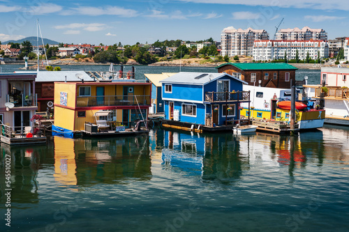 Fotobehang Boat houses at Fisherman wharf in Victoria, BC, Canada