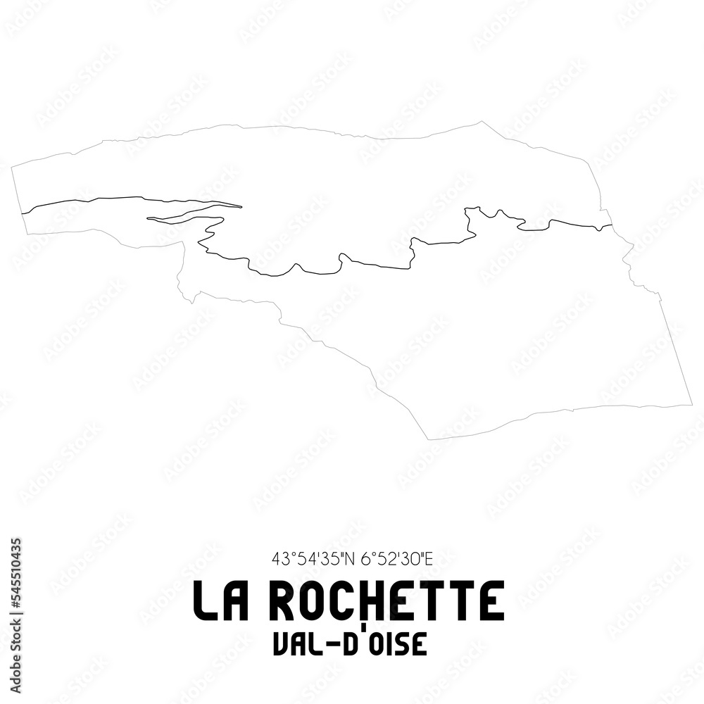 LA ROCHETTE Val-d'Oise. Minimalistic street map with black and white lines. LA ROCHETTE Val-d'Oise. Minimalistic street map with black and white lines.